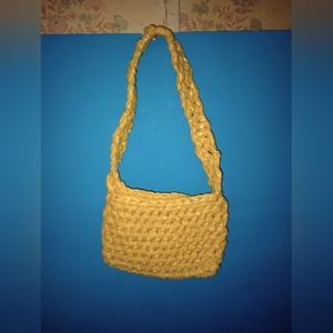 Handmade Crochet Shoulder Bag Corn Puff Yello Upcycled Recycled Plastic Bags 8x6